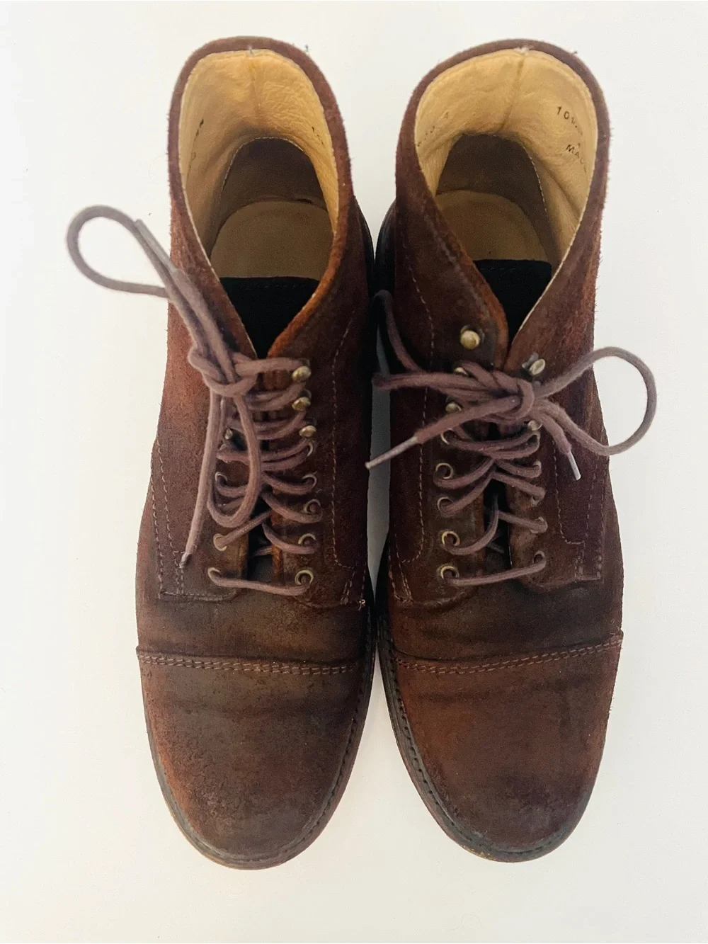 Men's  FRYE Dark Brown leather Suede distressed lace-Up Boots Size: 10 1/2D